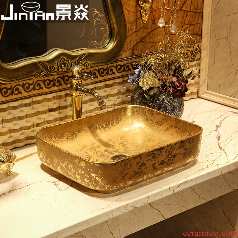 JingYan Venus snow art stage basin European ceramic lavatory rectangular basin on the sink