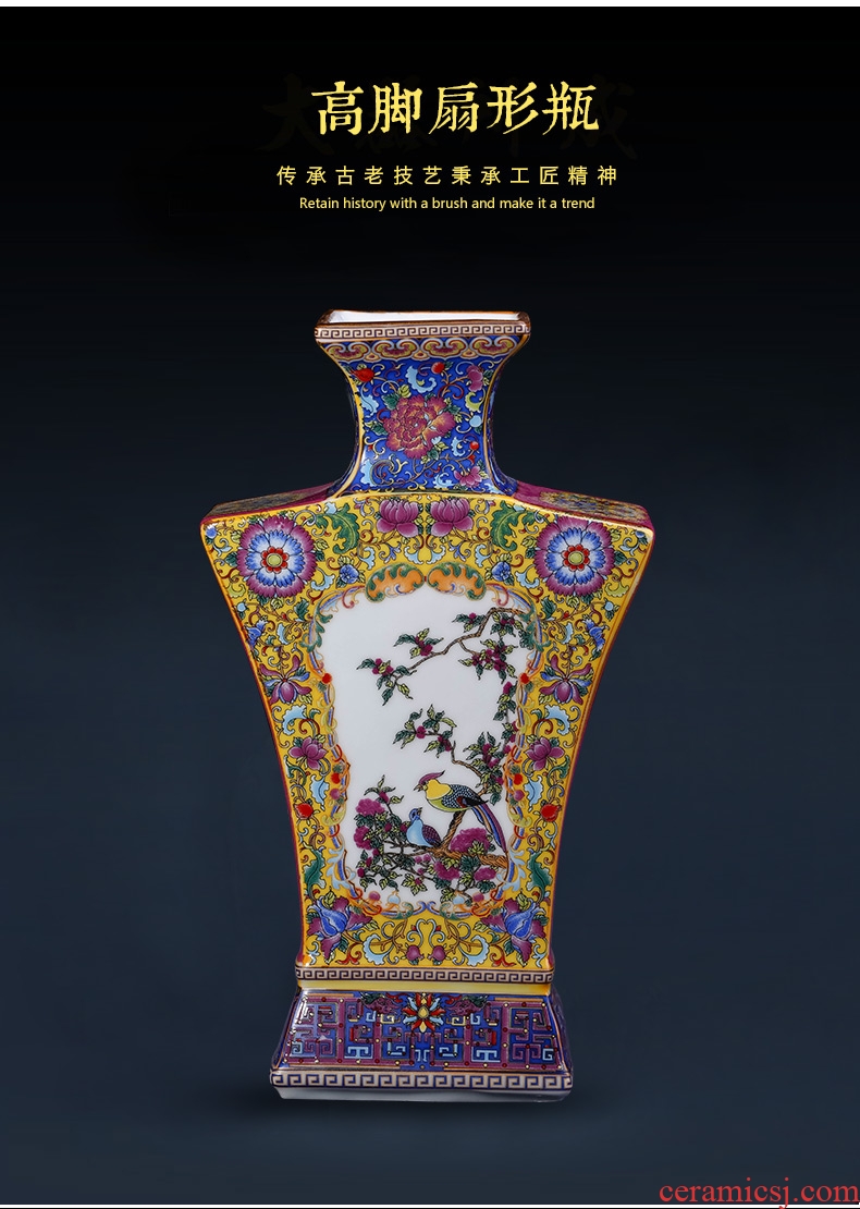 Jingdezhen ceramics vase furnishing articles sitting room flower arranging antique Chinese colored enamel porcelain home decoration arts and crafts