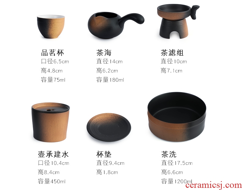 Bo yiu-chee Japanese coarse pottery kung fu tea set tea tureen teapot tea cups to wash to the whole household ceramics