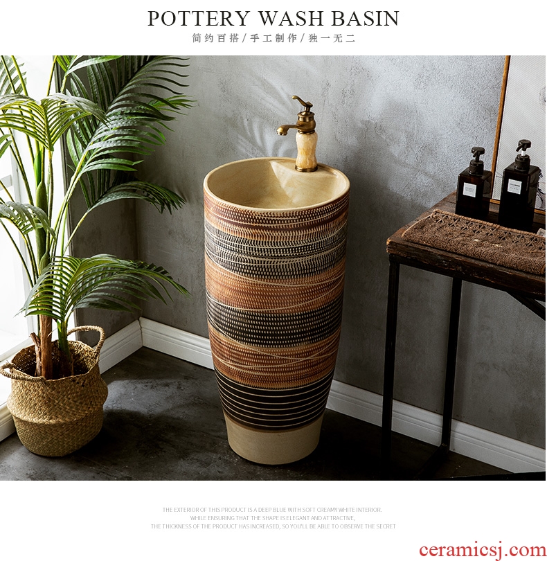 Restore ancient ways is suing basin one courtyard floor pillar lavabo sinks ceramic simple wash one pool