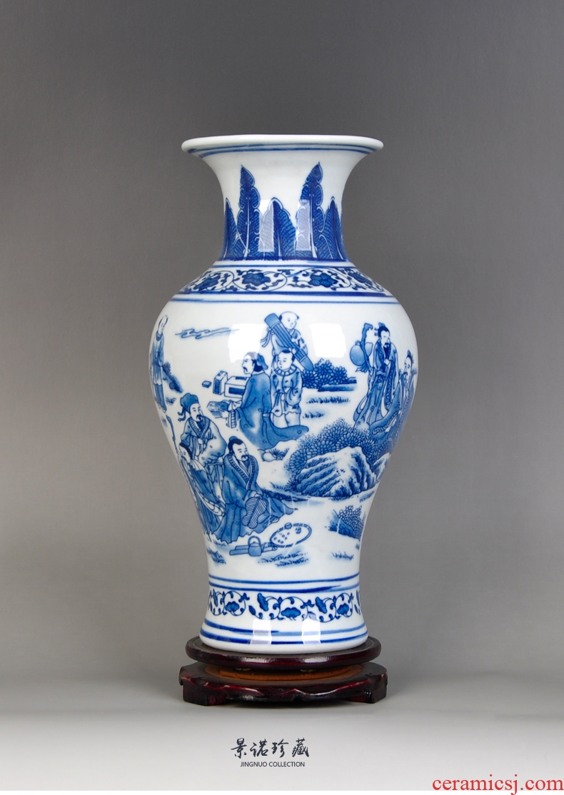 Jingdezhen ceramics vase of new Chinese style living room home furnishing articles antique blue and white porcelain decoration