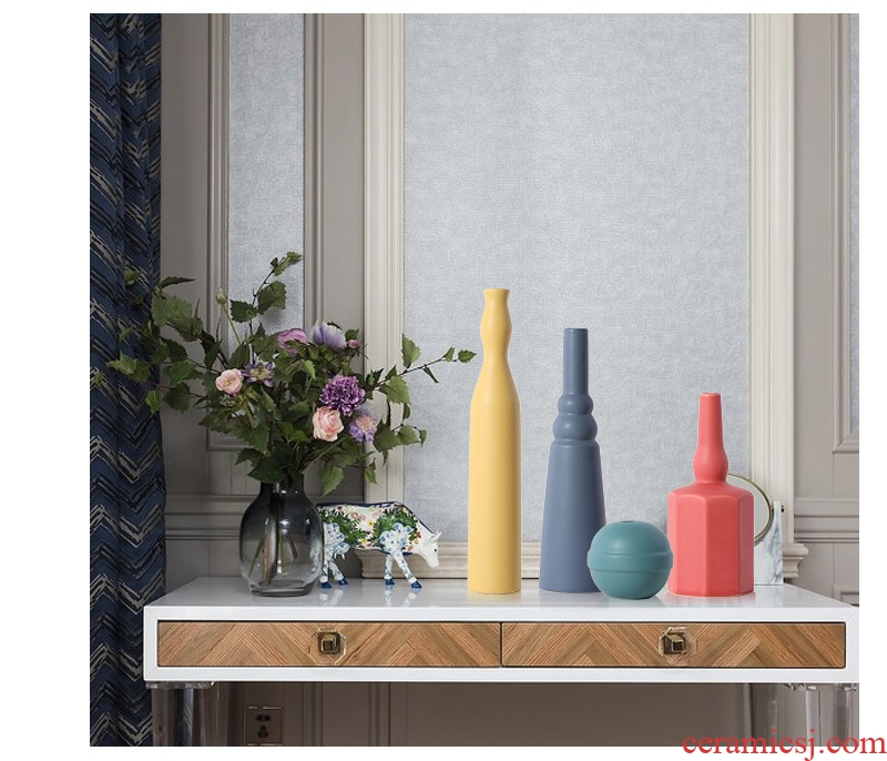 Morandi furnishing articles Nordic contracted sitting room color ceramic vase dried flowers flower arrangement designer matt ins ornaments