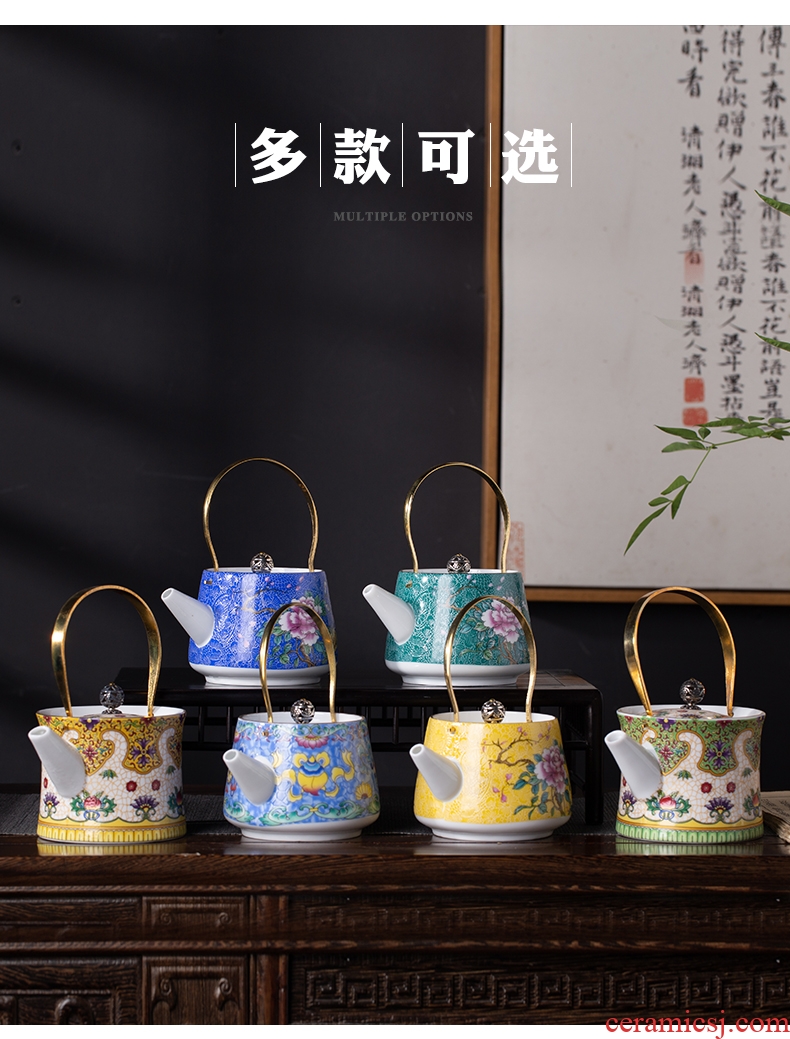 Grilled, flowers of jingdezhen ceramic teapot single pot small household ceramic teapot small mini girder pot