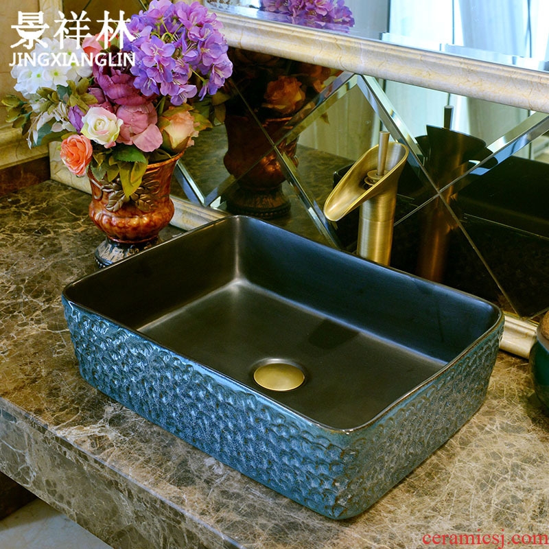 Creative antique black ceramic art toilet basin to restore ancient ways the sink basin rectangular basin stage