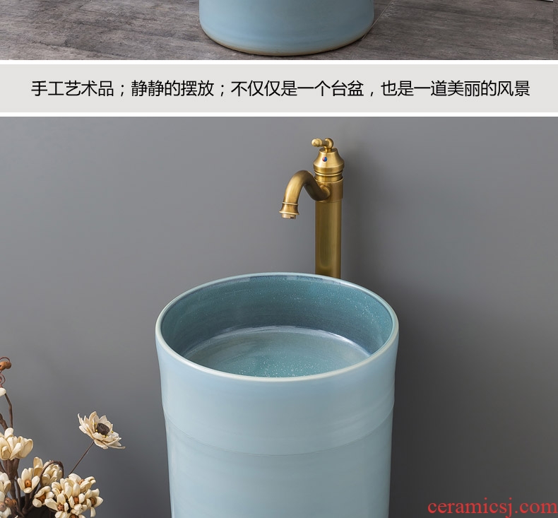 Ceramic column type lavatory basin of I and contracted floor one column family of small family toilet lavabo