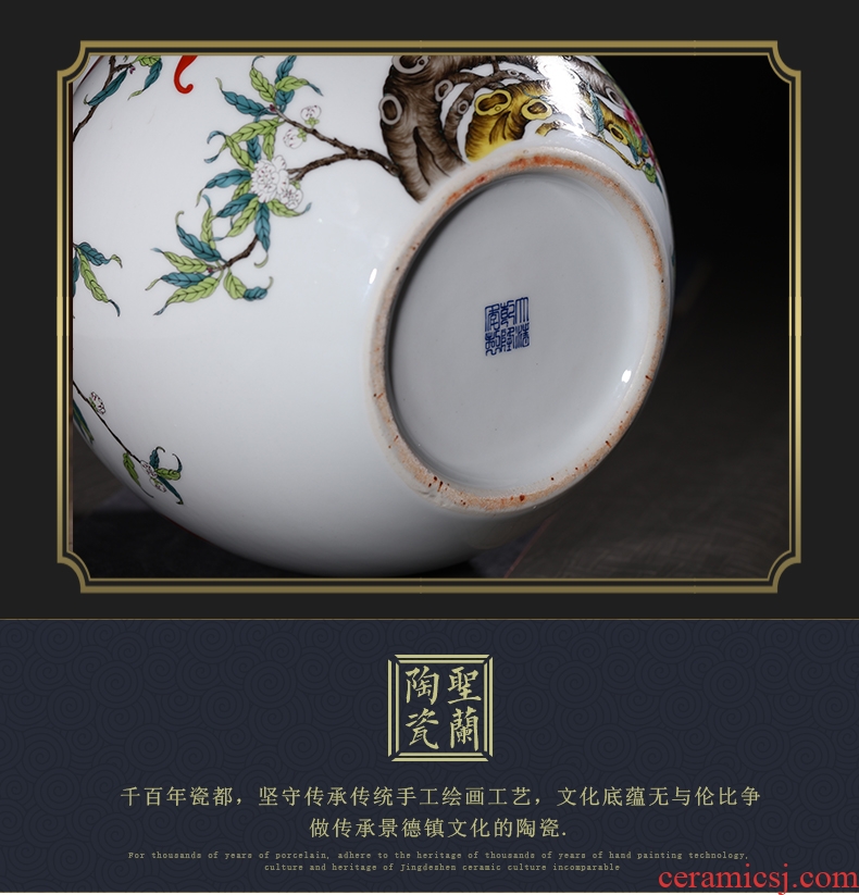Antique Chinese blue and white porcelain art big vase furnishing articles home sitting room office rich ancient frame decorative flower arranging device - 601690549167