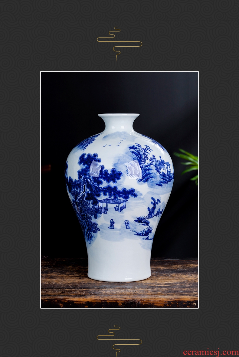 Jingdezhen blue and white porcelain vases, flower arrangement sitting room of Chinese style household ceramics study adornment handicraft furnishing articles gifts