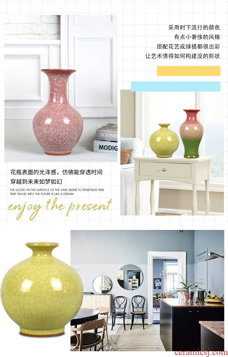 Ice crack jingdezhen ceramics glaze vase Chinese penjing flower arranging I and contracted sitting room adornment handicraft on the table