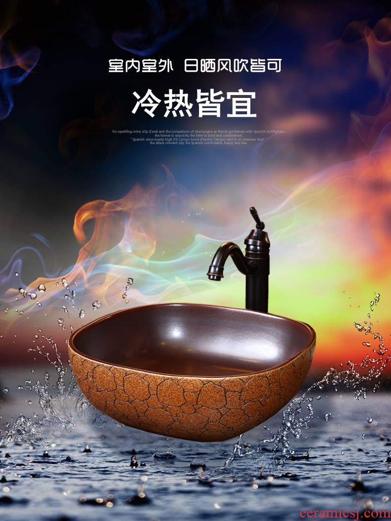 Square Europe type restoring ancient ways of pottery and porcelain of song dynasty stage basin, art basin sink sink basin bathroom sinks