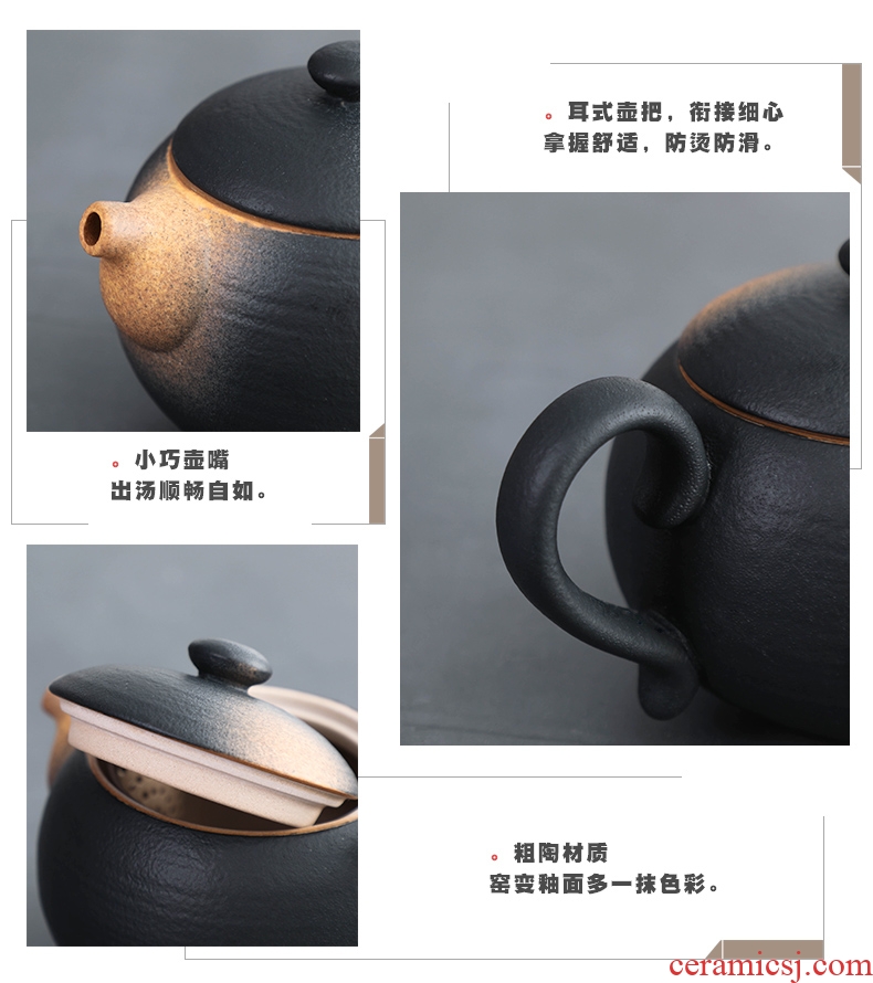 Bo yiu-chee Japanese coarse pottery kung fu tea set tea tureen teapot tea cups to wash to the whole household ceramics