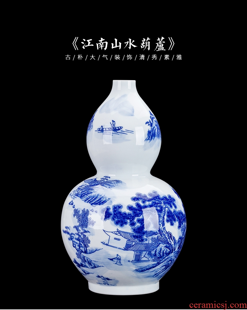 Jingdezhen blue and white porcelain vases, flower arrangement sitting room of Chinese style household ceramics study adornment handicraft furnishing articles gifts