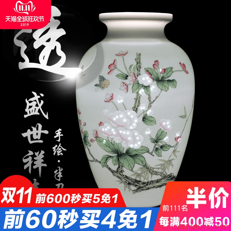 Jingdezhen ceramic flower and - bird painting hand - made knife clay its vases, flower arrangement of Chinese style home sitting room adornment is placed