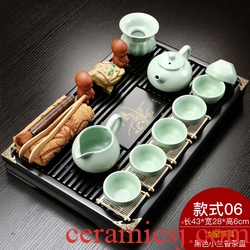 Gorgeous young longquan celadon ceramic tea set portable pu - erh tea storage box storage tanks seal pot large caddy fixings