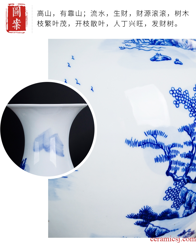 Jingdezhen blue and white porcelain vases, flower arrangement sitting room of Chinese style household ceramics study adornment handicraft furnishing articles gifts