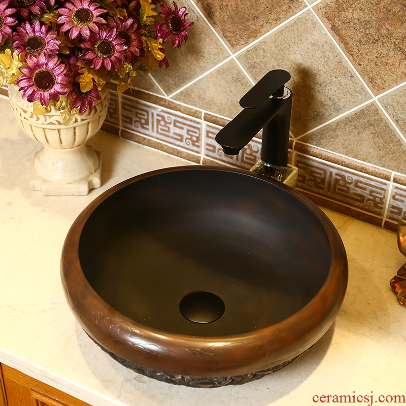 Basin of Chinese style restoring ancient ways the lavatory carved ceramic art stage archaize home toilet lavabo single Basin on stage