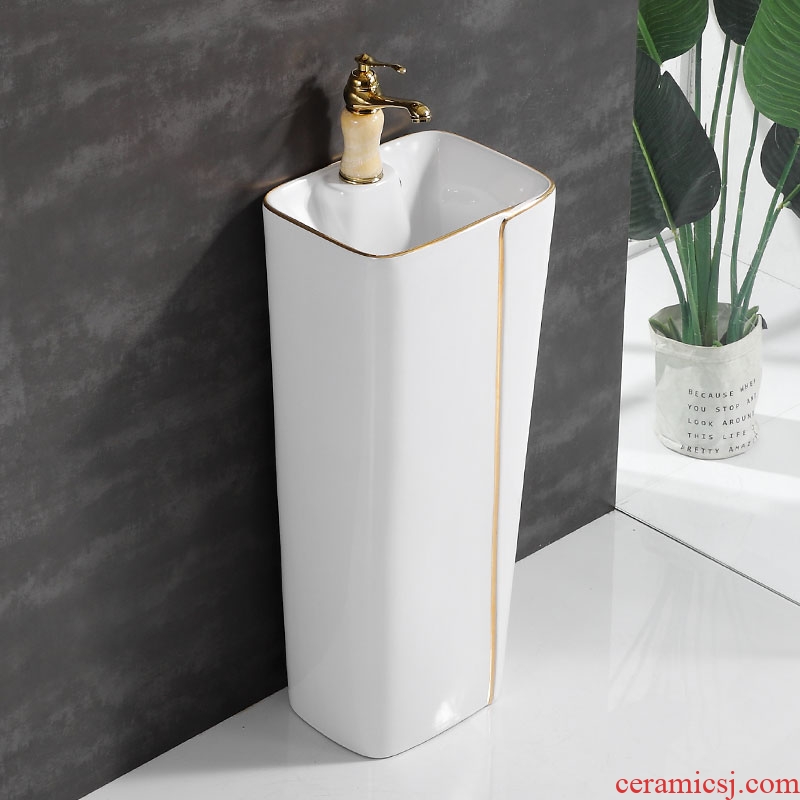 Nordic ceramic column basin vertical integrated art pillar lavabo floor toilet lavatory sink