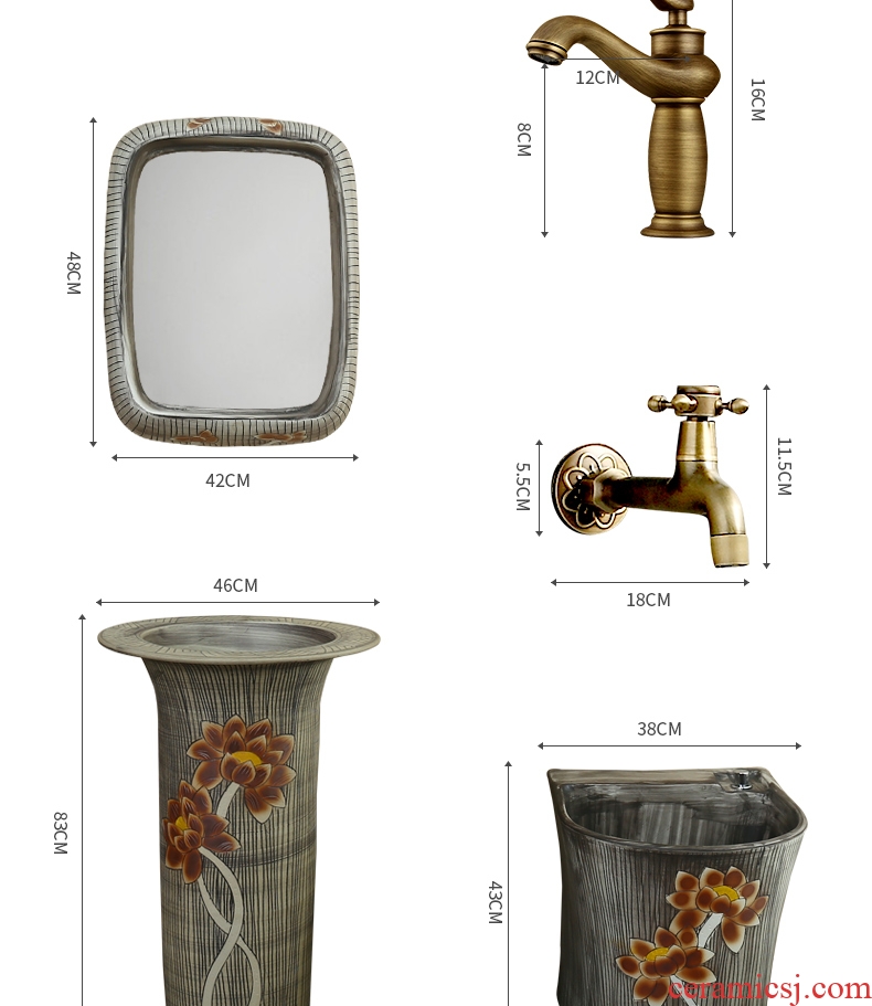 Ceramic sinks pillar lavabo floor toilet lavabo, one basin to is suing the column basin