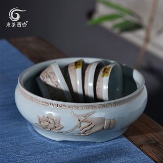 East west tea pot of your up in hot tea cup bowl of tea urn ceramic writing brush washer from the bucket water jar Fang Jianshui your porcelain tea to wash