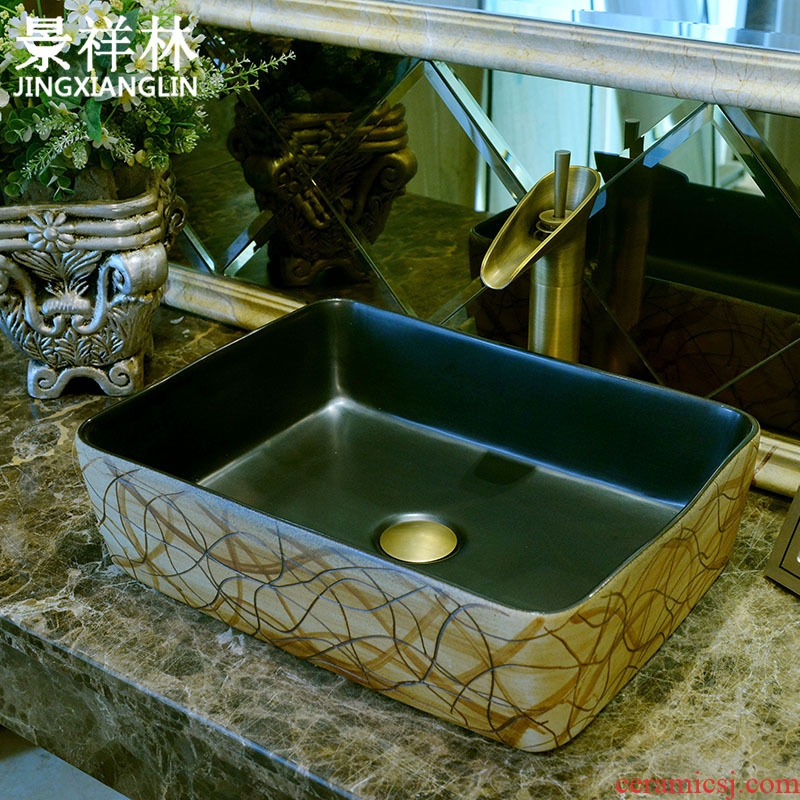 Jingdezhen stage basin ceramic lavabo archaize square retro - styled toilet creative its art basin basin