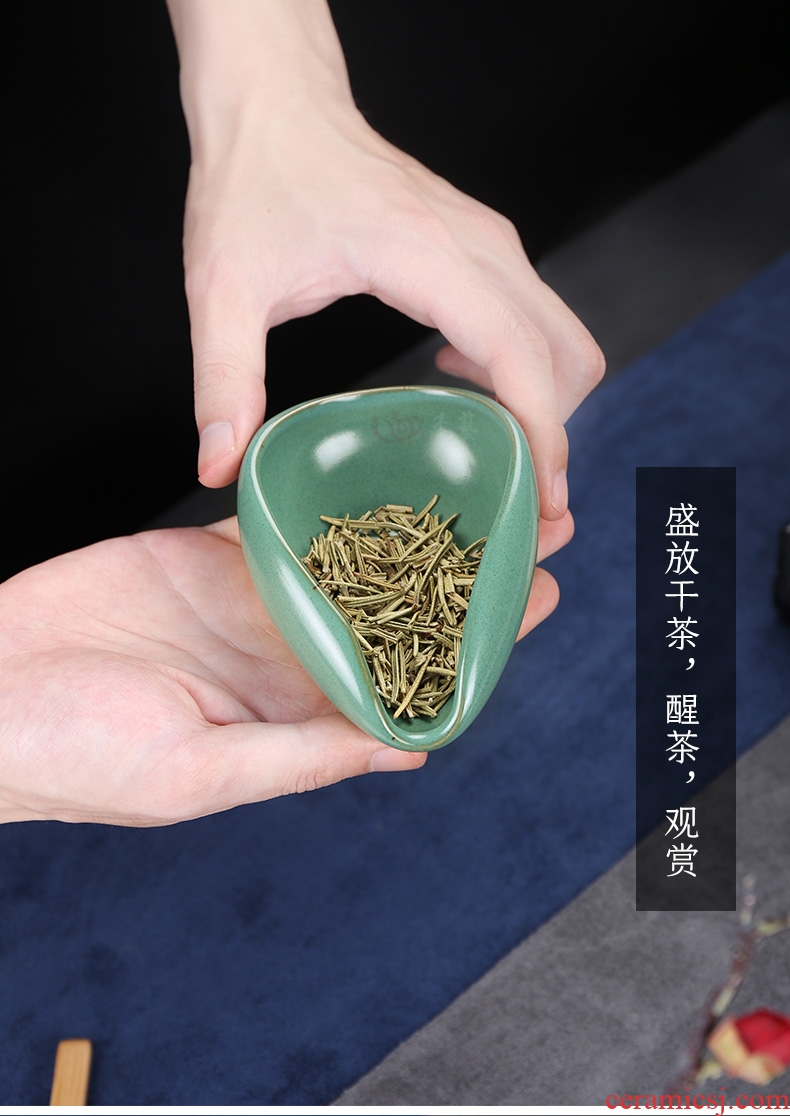 Ceramic enjoy tea holder kung fu tea tea ware celadon restore ancient ways teaspoon teaspoons zen tea tea tea accessories