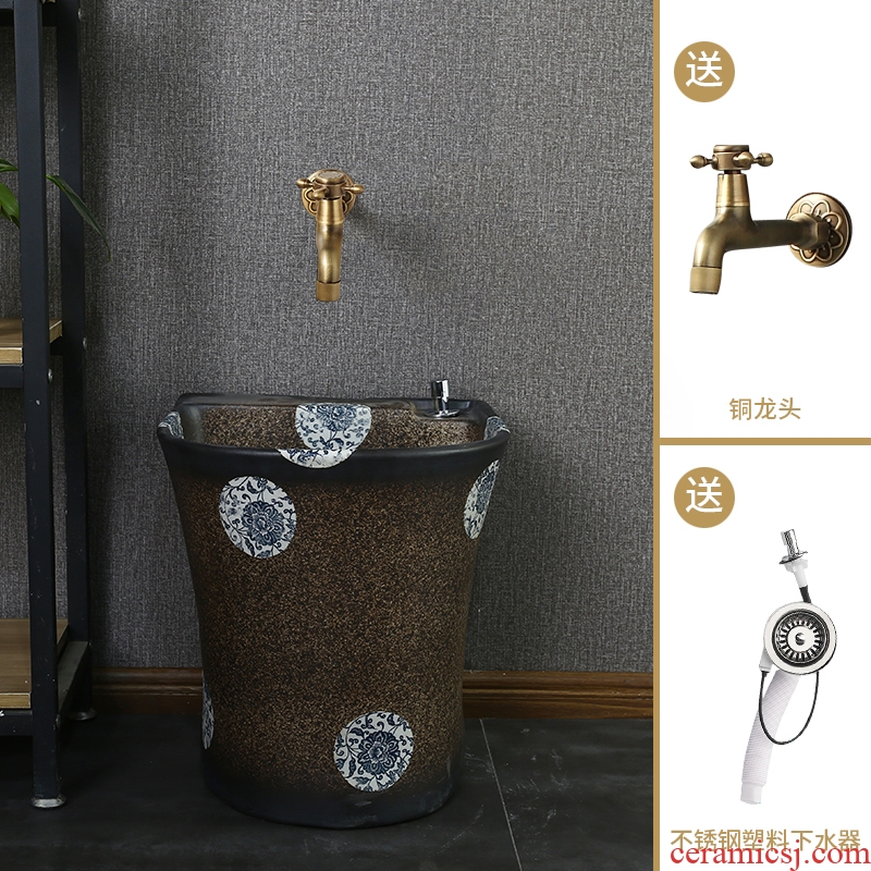 Basin of Chinese style household cleaning ceramic mop mop pool balcony toilet small pool floor mop mop pool