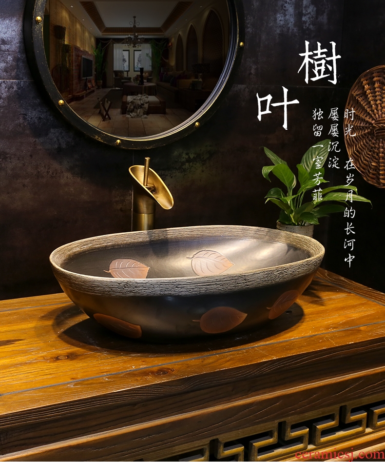 The stage basin ceramic grain bronze art leaves its oval restoring ancient ways The lavatory basin sink