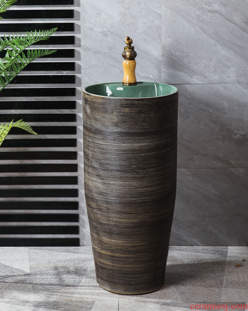 Floor pillar basin ceramic one pillar type restoring ancient ways is suing patio vertical lavatory basin of wash one household