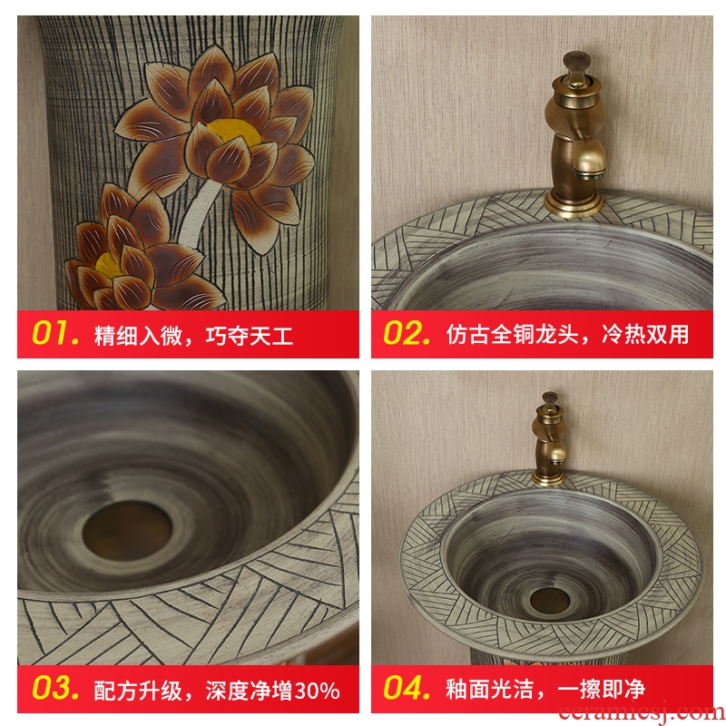 Ceramic sinks pillar lavabo floor toilet lavabo, one basin to is suing the column basin