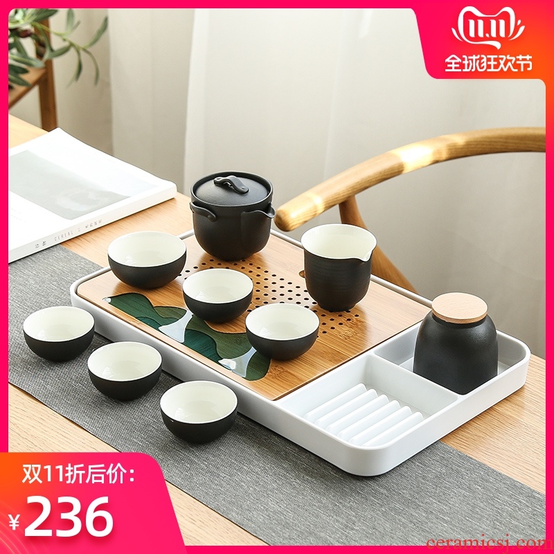 Bo yiu-chee Japanese hand grasp pot dry tea set ceramic household small sets of kung fu tea set contracted tea tea tray