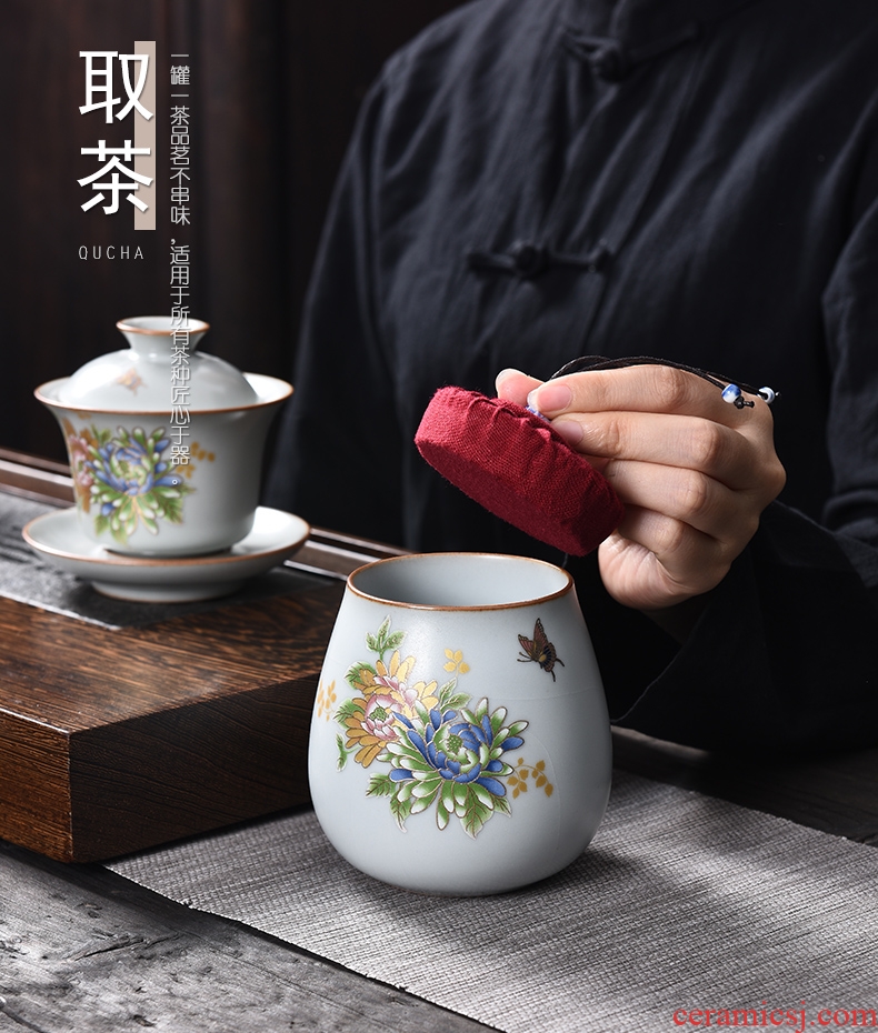 Bo yiu-chee your up kung fu tea set ji dark purple glaze on flowers of household ceramic tea tureen of a complete set of tea cups