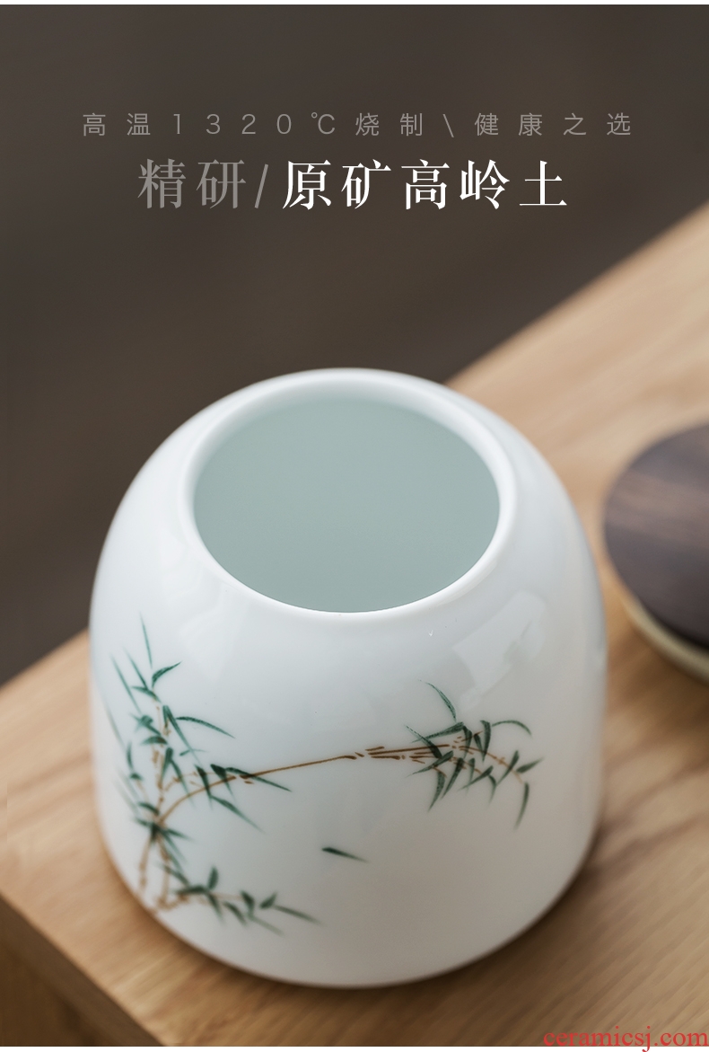 Ultimately responds to the ceramic tea canister large antique seal pot cover wood moisture half jins receives domestic tea caddy fixings