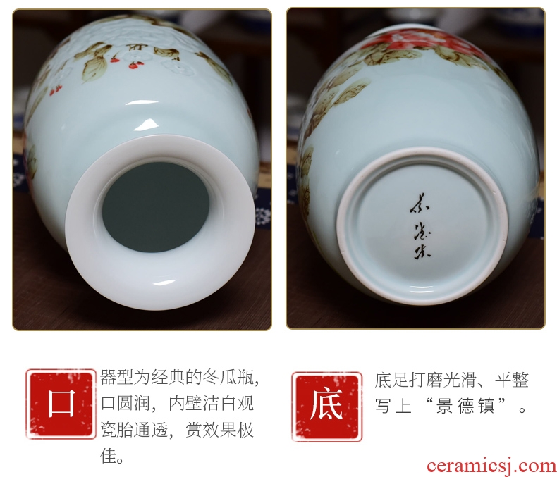 Jingdezhen ceramic hand - made vases porcelain bottle gourd knife clay flower arranging Chinese style porch rich ancient frame crafts