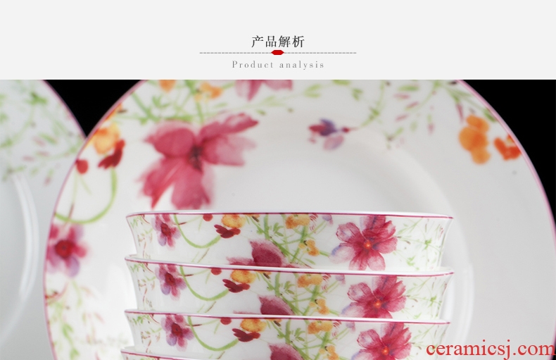 Red leaves 26 head glair ipads porcelain tableware package mail jingdezhen ceramics cutlery set bowl dish spring scenery