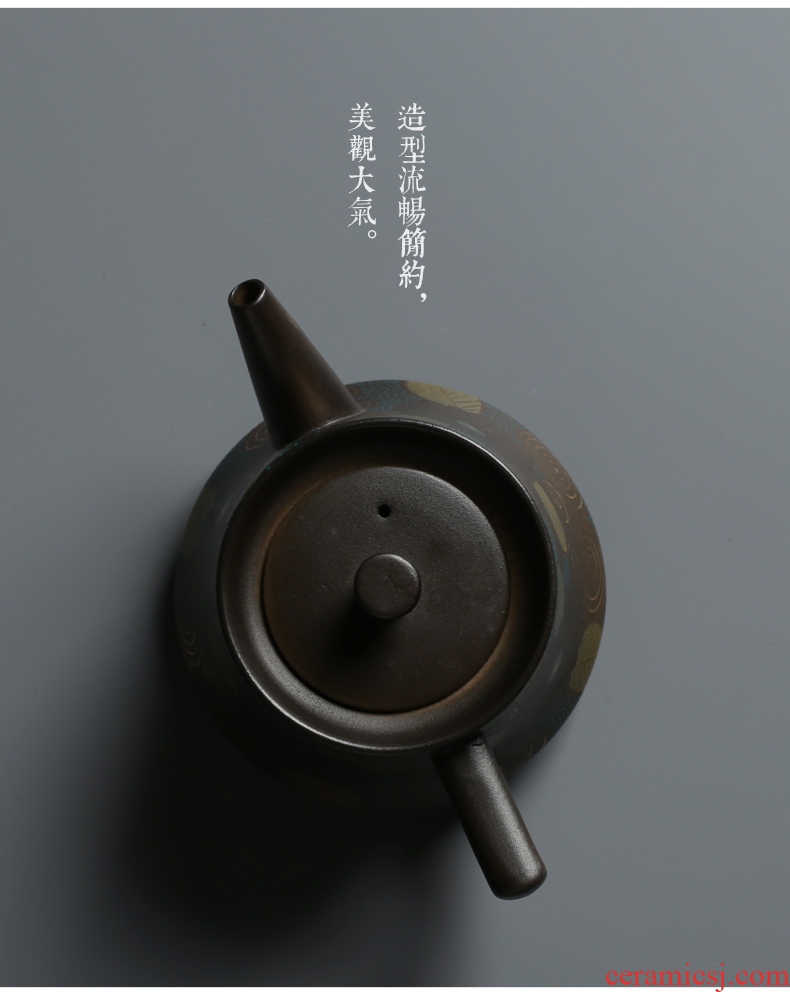 Is good source Japanese coarse pottery creative zen gold pot pot of tea ware ceramic retro girder household teapot
