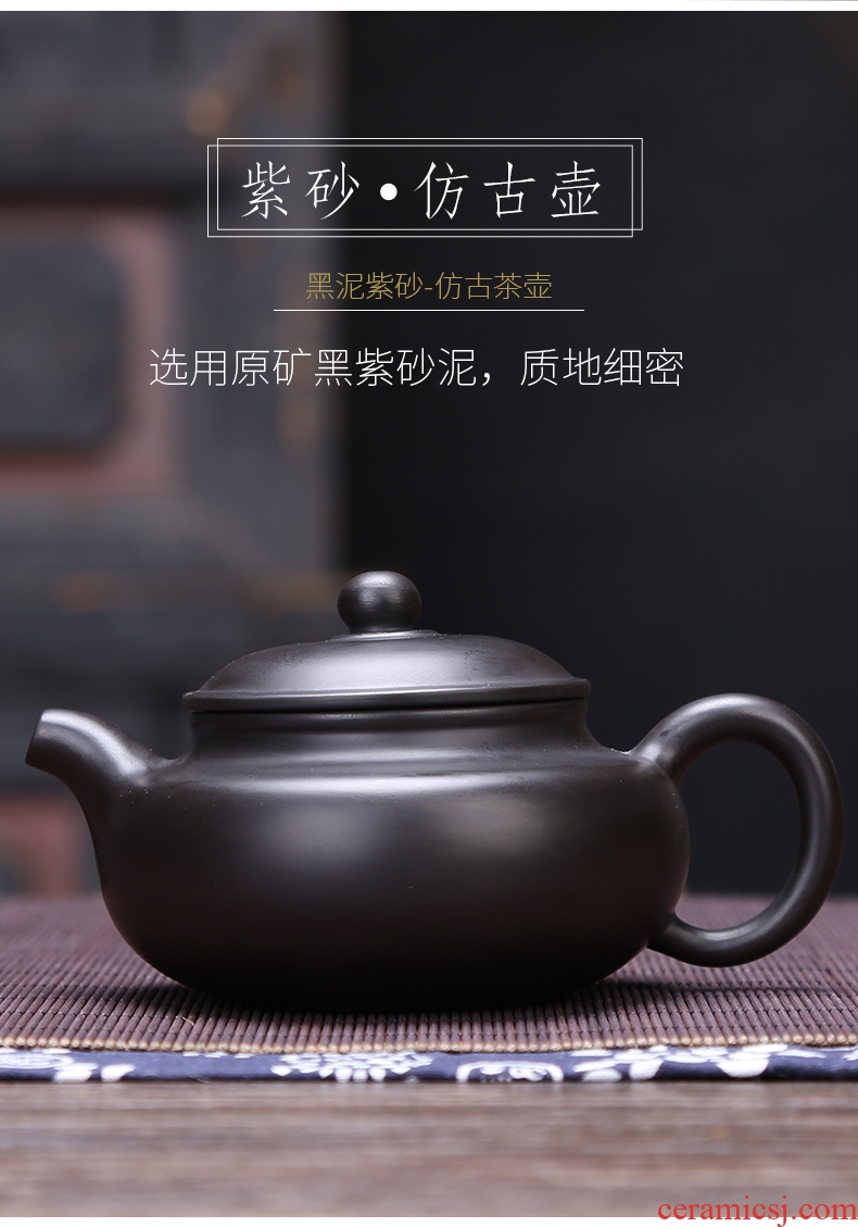 Auspicious industry ore it suit the teapot household retro checking ceramic teapot xi shi pot of kung fu tea set