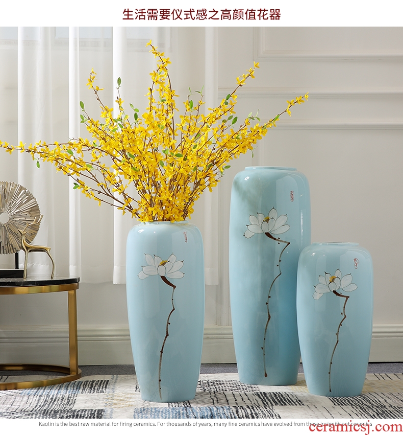 Jingdezhen ceramic floor big vase furnishing articles of modern European style living room TV cabinet new dry flower arranging flowers decorations - 597882202842