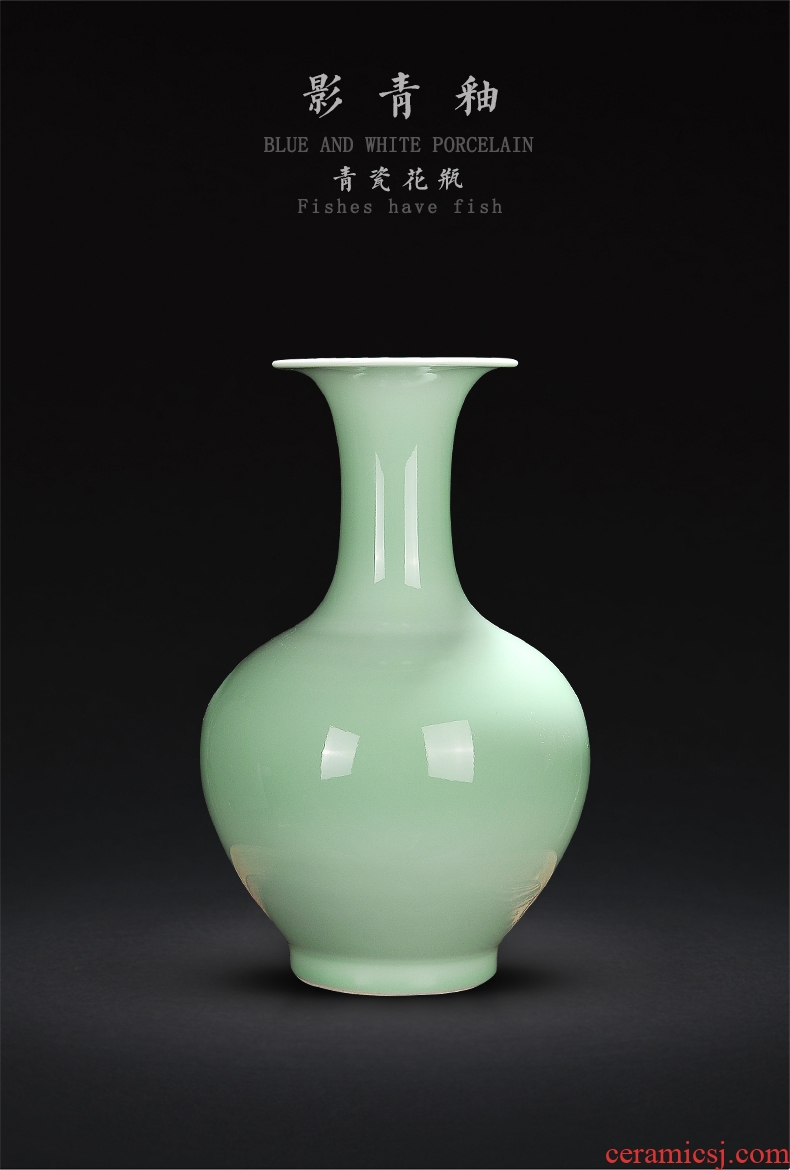 Jingdezhen ceramics big vase furnishing articles sitting room high I and contracted household craft vase vase table - 528531604539