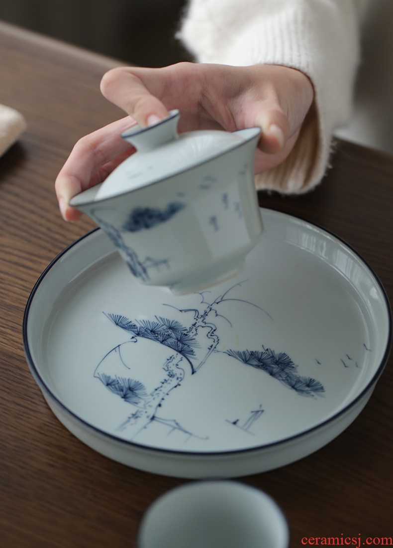 Ultimately responds to hand - made porcelain CiHu bearing a pot pad dry terms plate ceramic teapot dried fruit dish of tea tea bearing restoring ancient ways
