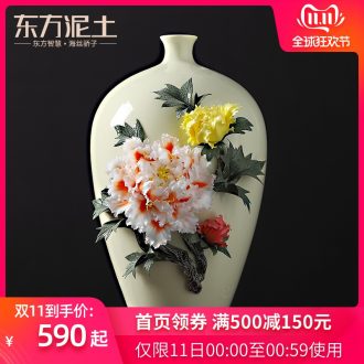 Oriental clay ceramic vase peony sitting room adornment is placed version into opening gifts/blooming flowers