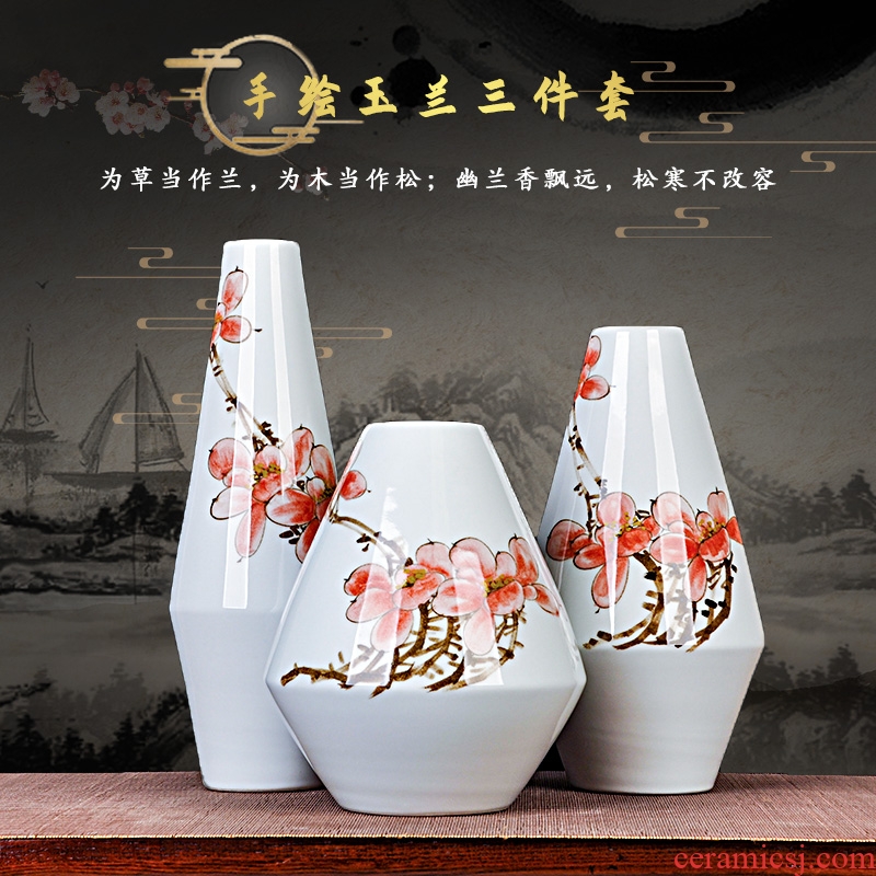 Jingdezhen ceramics hand - made vases three - piece flower arrangement home furnishing articles or restoring ancient ways is the sitting room porch decoration