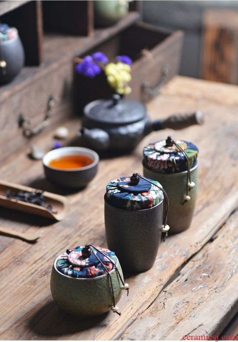 Bo yao caddy fixings small mini tea packaging can be customized glass coarse pottery retro ceramic seal pot