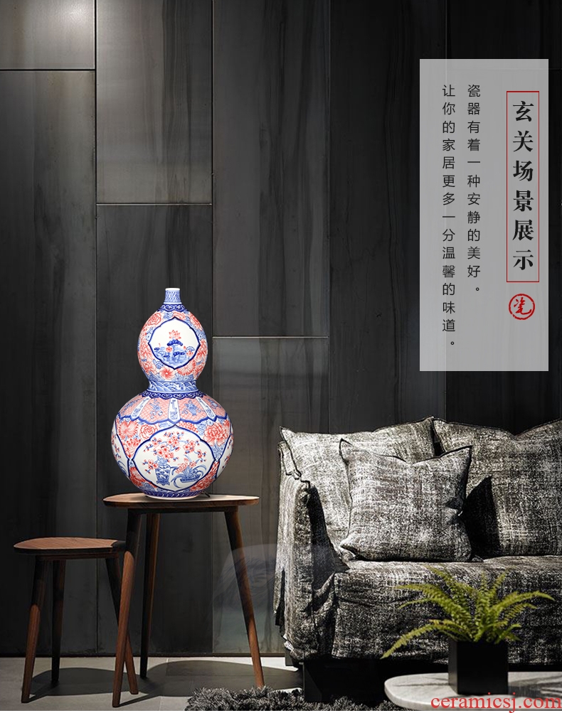 Imitation of qianlong hand - made porcelain of jingdezhen ceramics youligong gourd sweet vase classic Chinese style decoration and furnishing articles