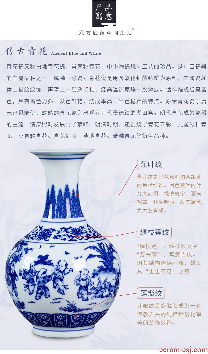 Jingdezhen ceramics antique blue and white porcelain vase lad idea gourd bottle sitting room adornment Chinese TV ark, furnishing articles