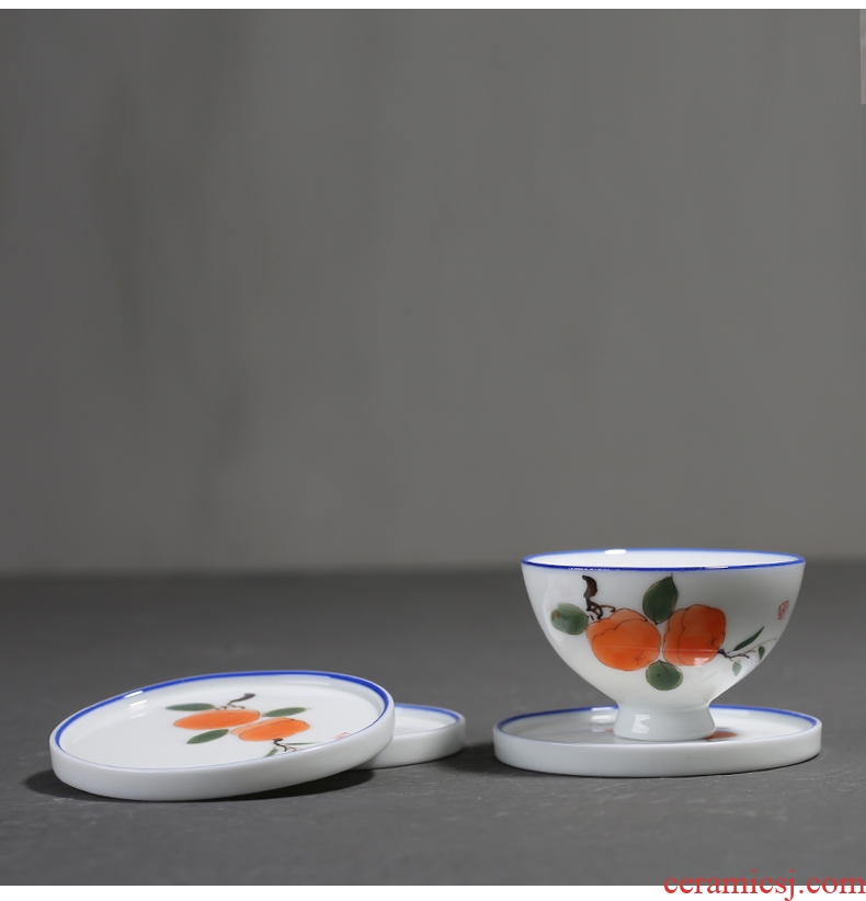 YanXiang fang hand - made persimmon teacup pad ceramic insulation pad tea accessories
