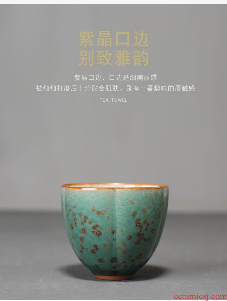 YanXiang fang green glaze up master cup ceramic kung fu tea set single CPU restoring ancient ways household sample tea cup size