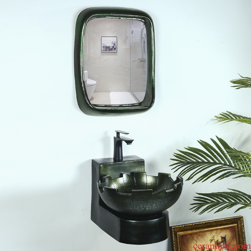 Hang a wall lavatory balcony hanging metal glaze ceramic lavabo small family art basin bathroom sink