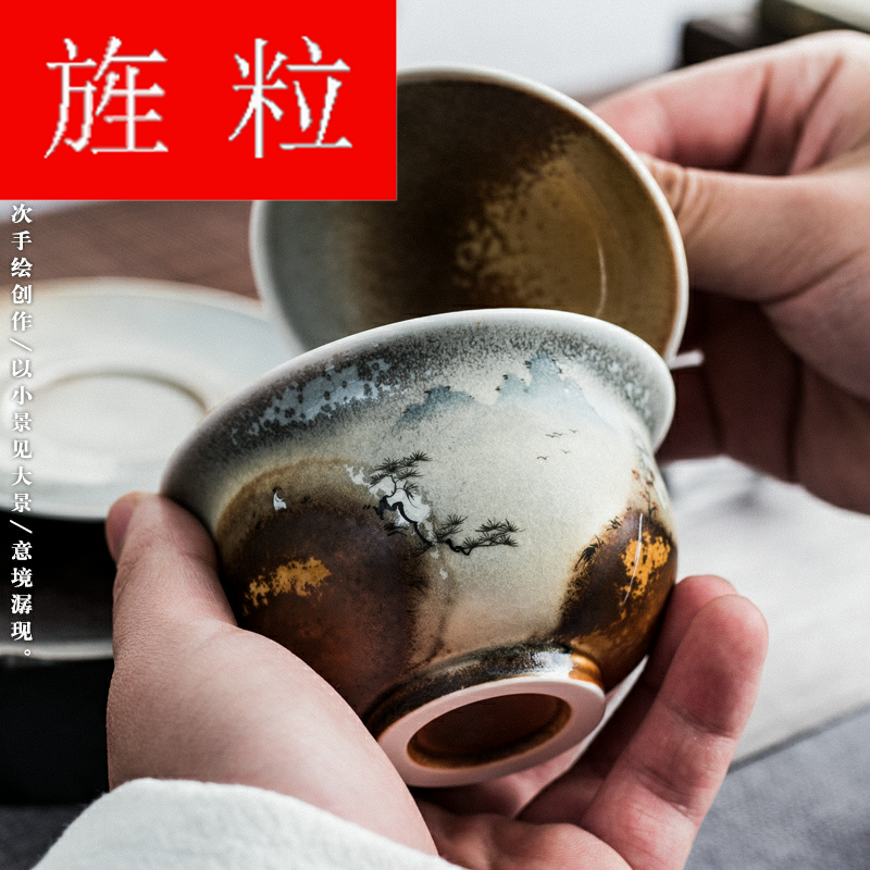 Continuous grain of wood up change hand - made humanities kei chan tureen jingdezhen kung fu tea set three to make tea tureen ceramic bowl