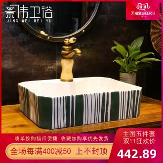 American retro stage basin art ceramic lavatory frosted lines basin basin on the sink