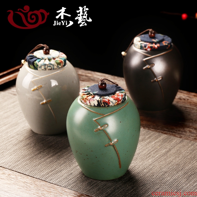 Household ceramic tea pot seal tank large installed coarse pottery small tea tea POTS retro puer tea storage box