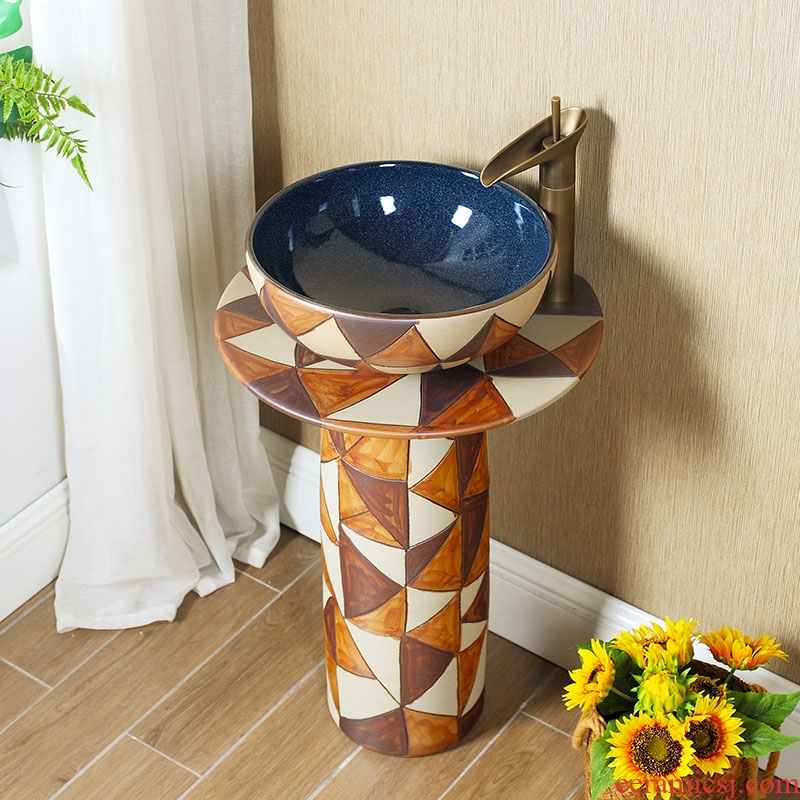 Ceramic sink basin one pillar type restoring ancient ways the lavatory basin toilet vertical column on floor pillar